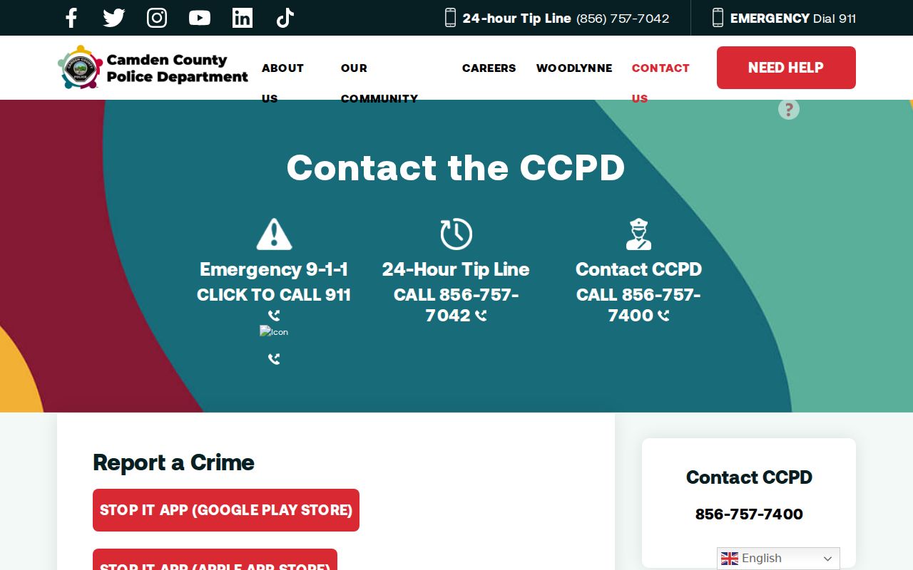 Camden County criminal history police records contact channels