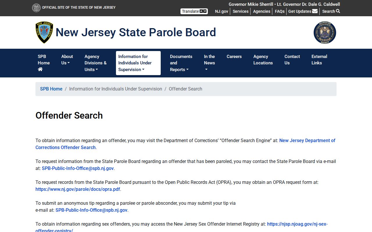 Camden County sex offender and parole status resources